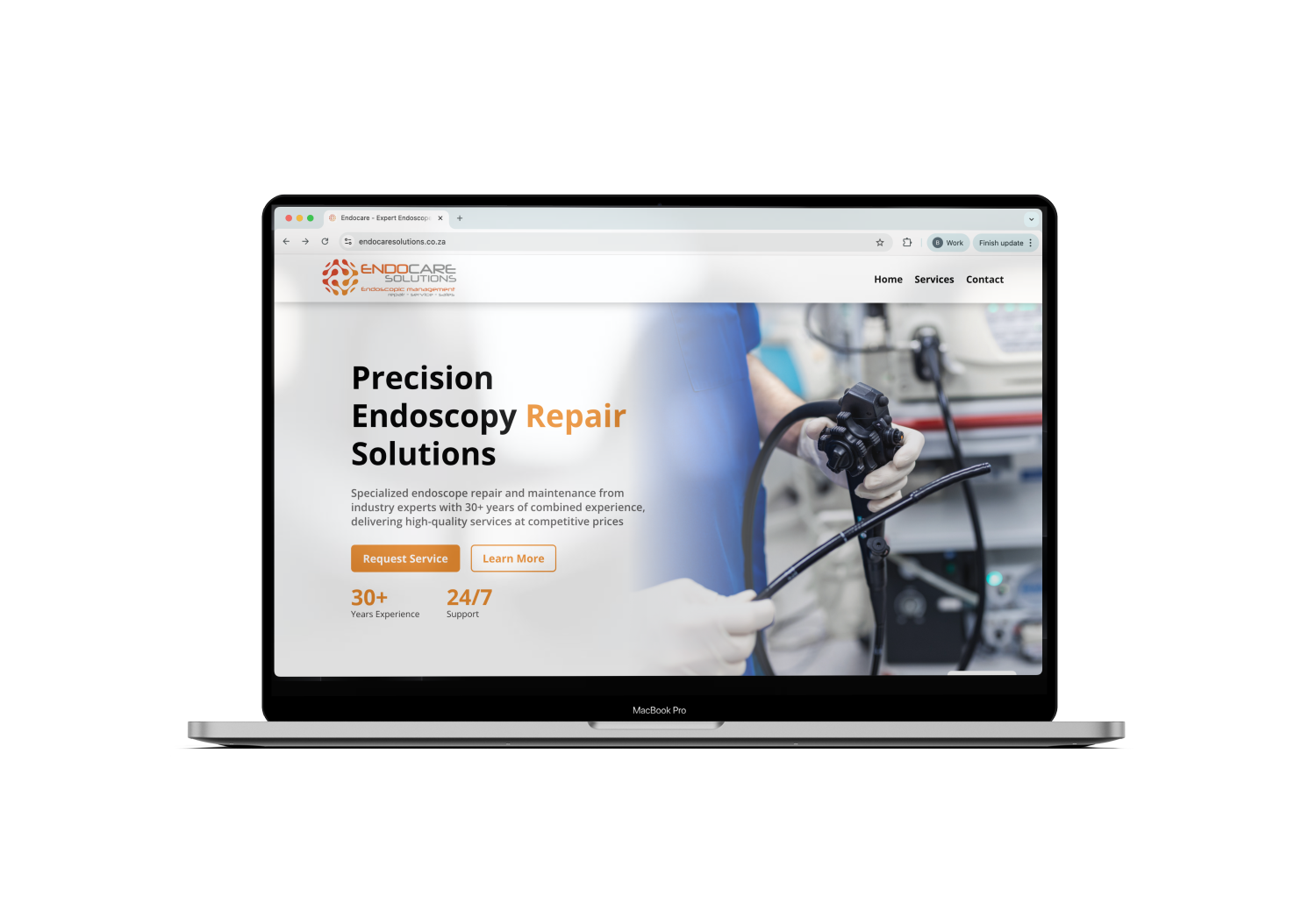 Screenshot of the Endocare Solutions website